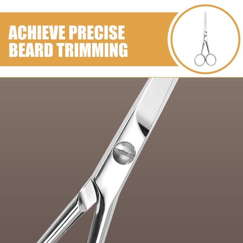 Stainless Steel Beard Trimming Scissors With Teeth Anti Slip Grooming For Men Facial Hair Care Silver - Image 4