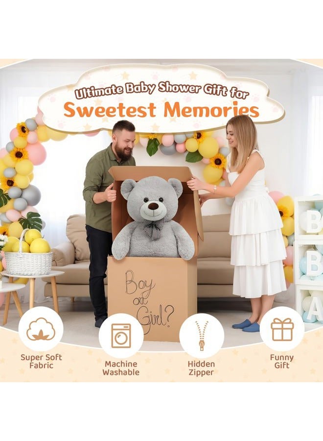 MorisMos Giant Teddy Bear 4 Feet, 47inch Big Stuffed Animal Large Teddy Bear Plush, Classic Girlfriend Boyfriend Birthday Gift, Gray - Image 4