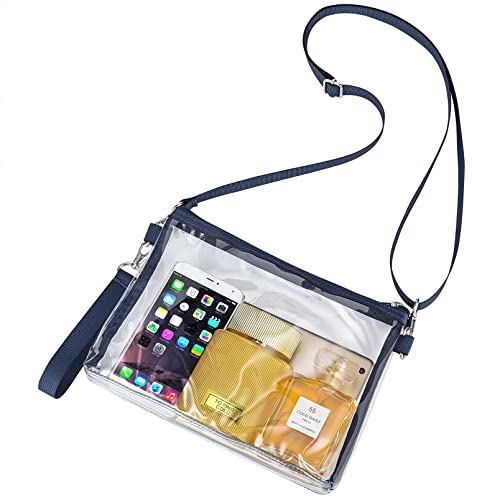 Bagenius Clear Purse Stadium Approved, Clear Bag with Removable Straps, Coin Purse for Work Stadium Events and Concert - Navy - Image 1