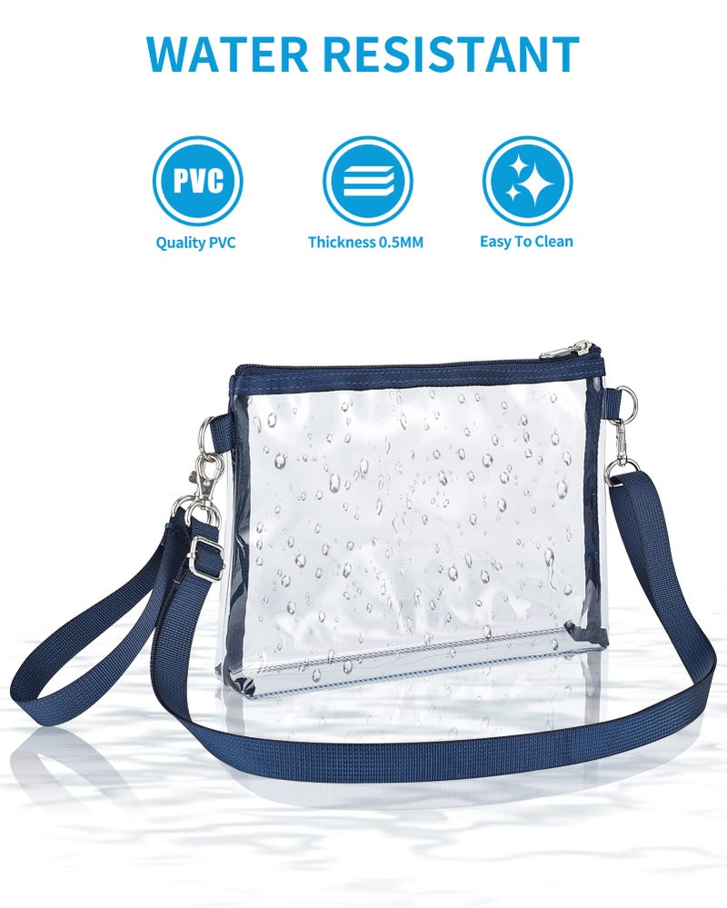 Bagenius Clear Purse Stadium Approved, Clear Bag with Removable Straps, Coin Purse for Work Stadium Events and Concert - Navy - Image 3