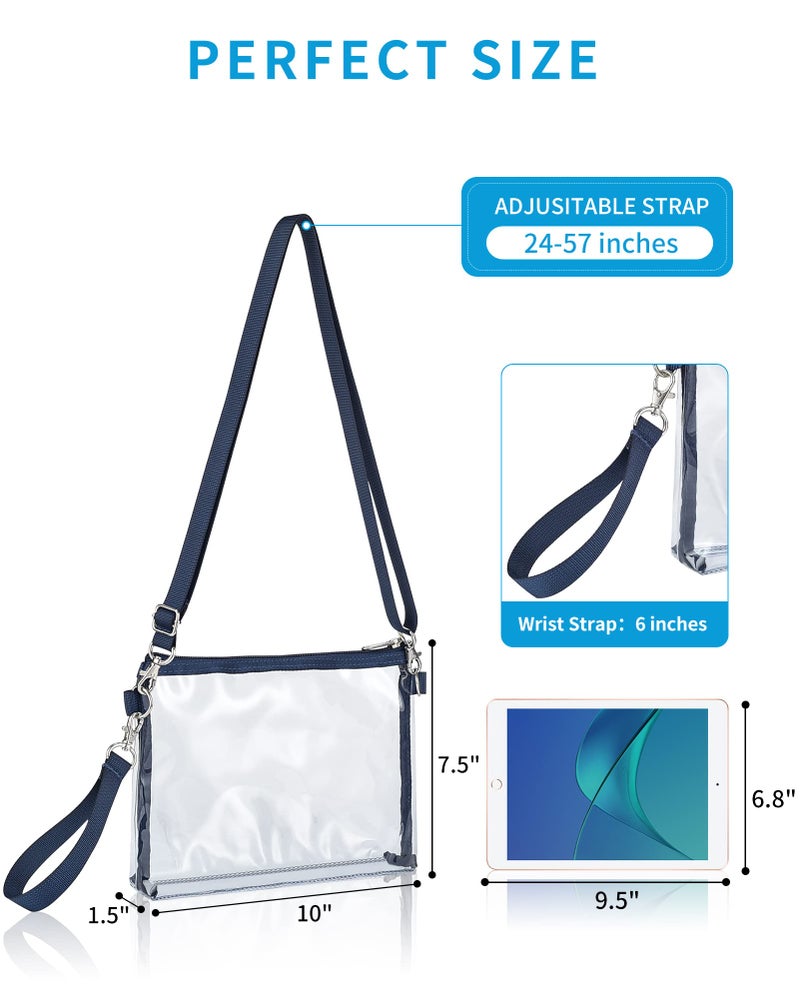 Bagenius Clear Purse Stadium Approved, Clear Bag with Removable Straps, Coin Purse for Work Stadium Events and Concert - Navy - Image 2