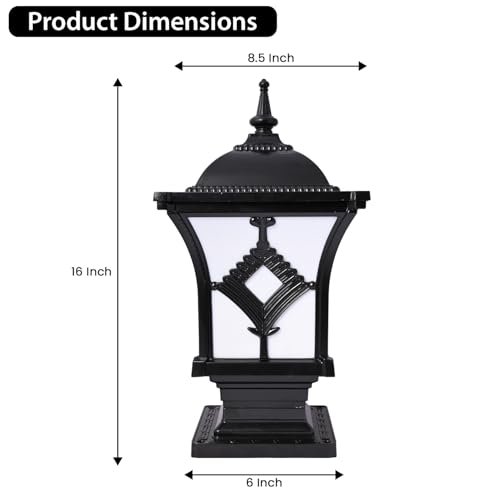GIGAWATTS ‎BARFI Outdoor Gate Light – 101% Rust & Waterproof Die-Casting Aluminium Exterior Piller Lamp Base Mount for Garden, Boundary Walls & Home Entrances (B22 Holder, Bulb Not Included, Black) - Image 2