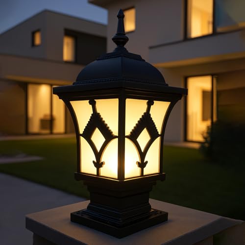 GIGAWATTS ‎BARFI Outdoor Gate Light – 101% Rust & Waterproof Die-Casting Aluminium Exterior Piller Lamp Base Mount for Garden, Boundary Walls & Home Entrances (B22 Holder, Bulb Not Included, Black) - Image 1