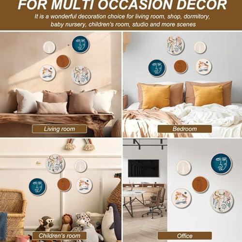Nozvera Modern Abstract Face Art & Geometric Wall Decor Set of 5 | Round Prints for Living Room Bedroom Office | Contemporary Minimalist Wall Hanging - Image 5