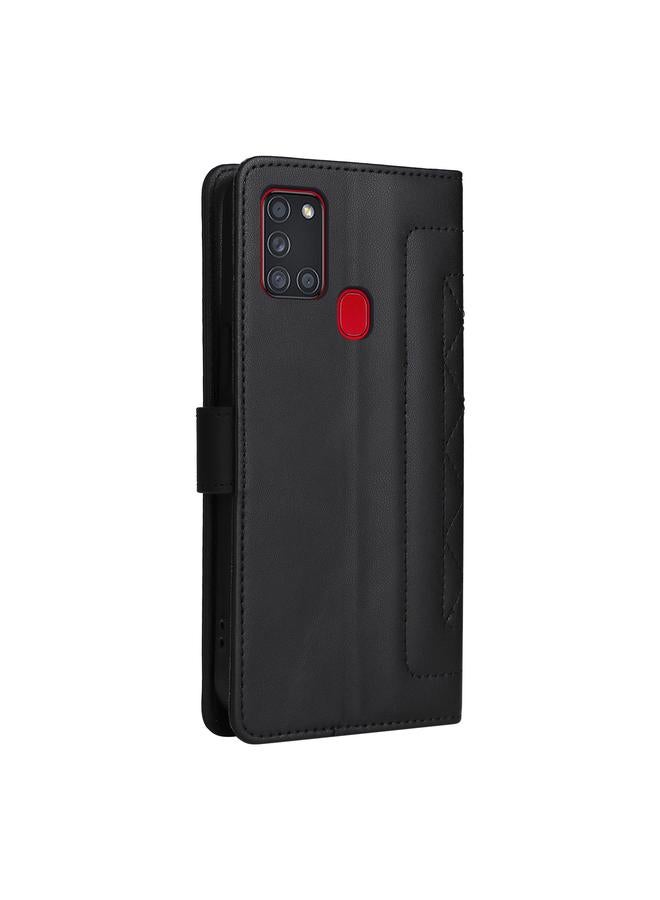 S-TOP Case For Samsung Galaxy A21s Diamond Lattice Leather Flip Phone Case - Image 3