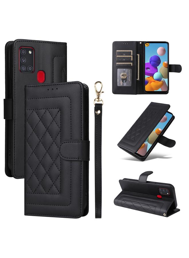S-TOP Case For Samsung Galaxy A21s Diamond Lattice Leather Flip Phone Case - Image 1