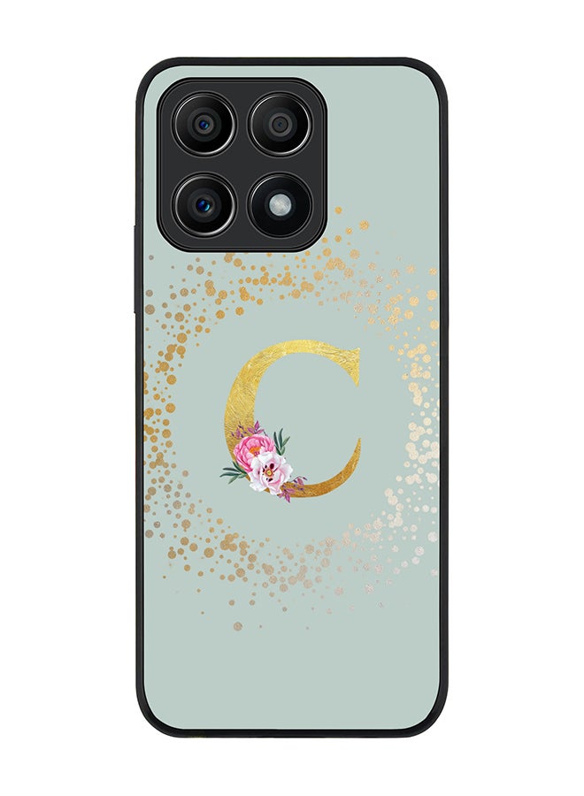 Stylizedd Rugged Black edge case for Honor X8A 4G Slim fit Soft Case Flexible Rubber Edges Anti Drop TPU Gel Thin Cover - Custom Monogram Initial Letter Floral Pattern Alphabet - C (Light Grey) - Image 1