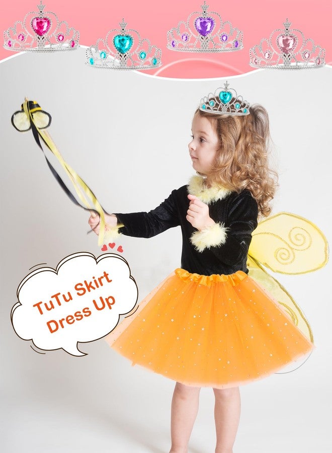 Plukeen 40 Pcs Princess Tutu Outfit Included 20 Princess Tiara Ballet Skirt 20 Rhinestone Crowns for Girls Birthday Princess Costume Party Favors, 10 Colors - Image 2