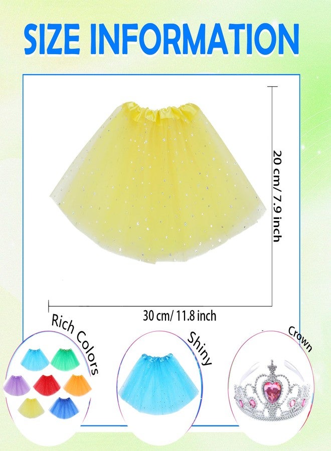 Plukeen 40 Pcs Princess Tutu Outfit Included 20 Princess Tiara Ballet Skirt 20 Rhinestone Crowns for Girls Birthday Princess Costume Party Favors, 10 Colors - Image 3