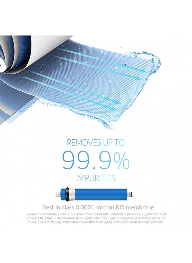 iSpring - iSpring RCC7P 75 GPD Reverse Osmosis System with Pump, 5-Stage Boosted Performance Superb Taste Under Sink Reverse Osmosis Drinking Water Filtration System with Brushed Nickel Faucet - Image 1