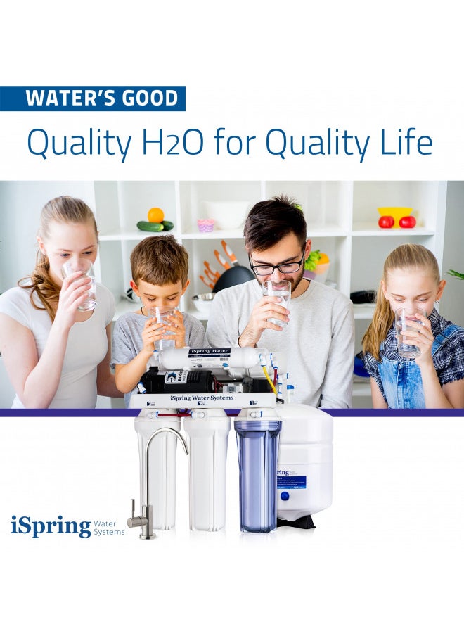 iSpring - iSpring RCC7P 75 GPD Reverse Osmosis System with Pump, 5-Stage Boosted Performance Superb Taste Under Sink Reverse Osmosis Drinking Water Filtration System with Brushed Nickel Faucet - Image 1