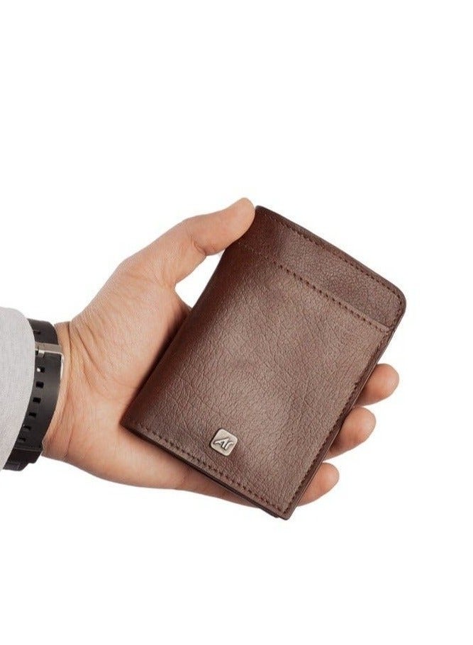 ايه ار سابلاي Ar Stash من Arij Bags | محفظة جلد طبيعي، تصميم نحيف بجيوب متعددة للكروت، سوستة للفكة، تنظيم عملي للكروت والنقود (بني) - Image 5