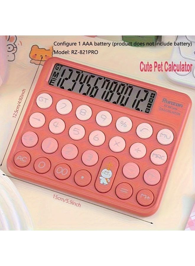 Stylish Dinosaur Borden Office Calculator With Cute Keyboard Design Circular Buttons Battery Powered - Image 2