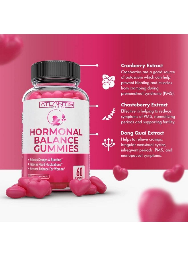 Atlantis Nutrition Atlantis Nutrition Hormonal Balance for Women & PMS Relief Gummies - Alleviates Cramps, Bloating, Mood Swings, Hot Flashes & Night Sweats - Cranberry, Dong Quai & Chasteberry Menstrual Cramp Relief  - Image 3