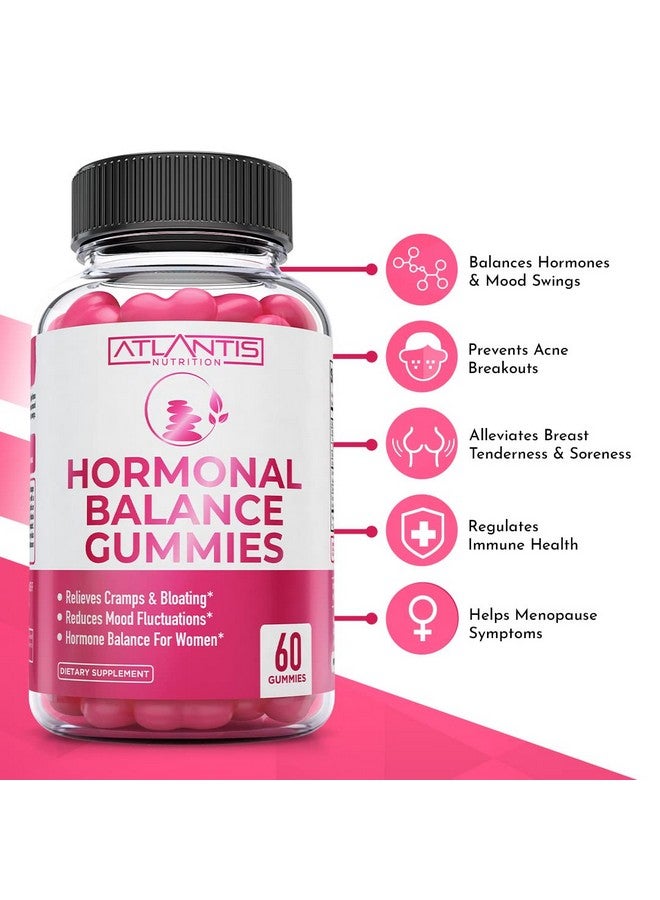 Atlantis Nutrition Atlantis Nutrition Hormonal Balance for Women & PMS Relief Gummies - Alleviates Cramps, Bloating, Mood Swings, Hot Flashes & Night Sweats - Cranberry, Dong Quai & Chasteberry Menstrual Cramp Relief  - Image 2