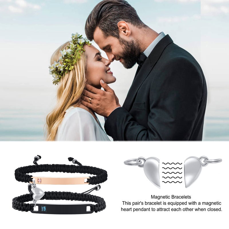 MEALGUET Pinky Promise Couple Bracelet for him her, Hand Braided Couple Bracelets Set Mutual Attraction Relationship Bracelet Personalized Gift for Men Women, Handmade - Image 2