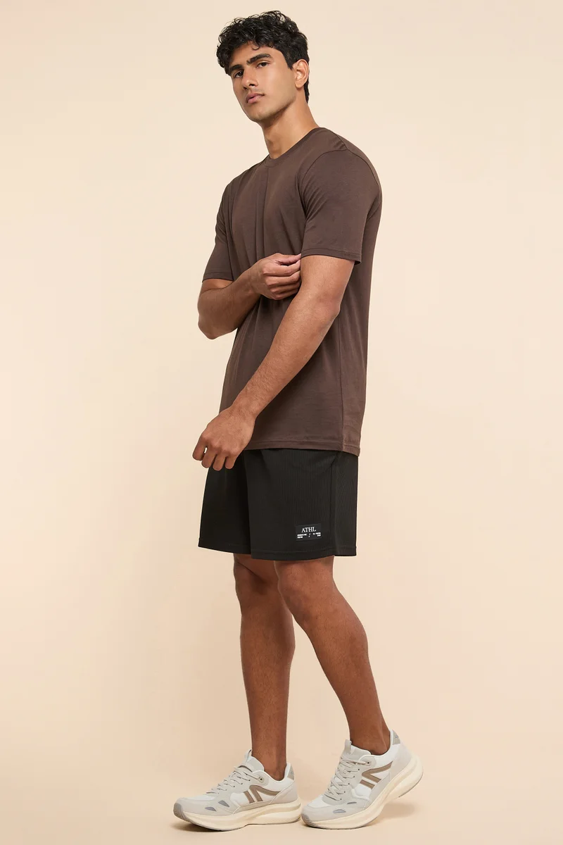 R&B Textured Shorts with Drawstring Waist