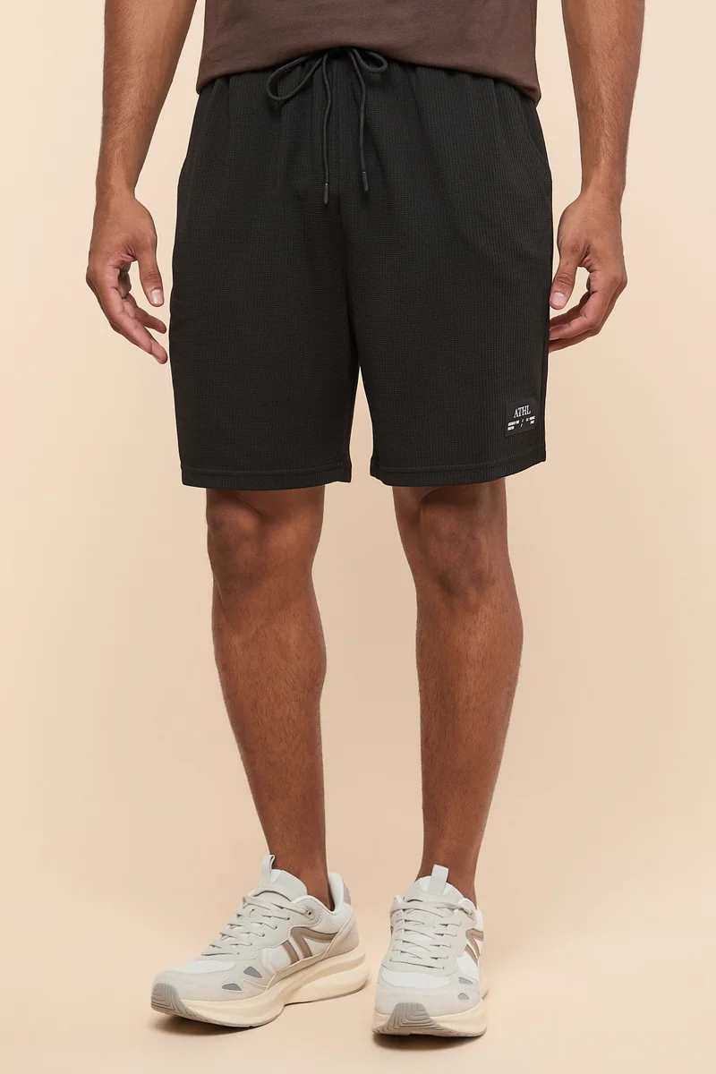 R&B Textured Shorts with Drawstring Waist