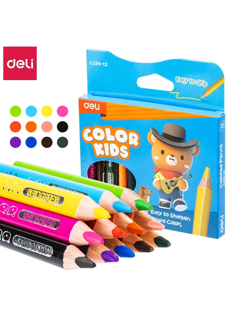 Deli - Deli EC134-12 Color kid Colored Pencils - Triangular Barrel (Assorted Colors) - Image 1