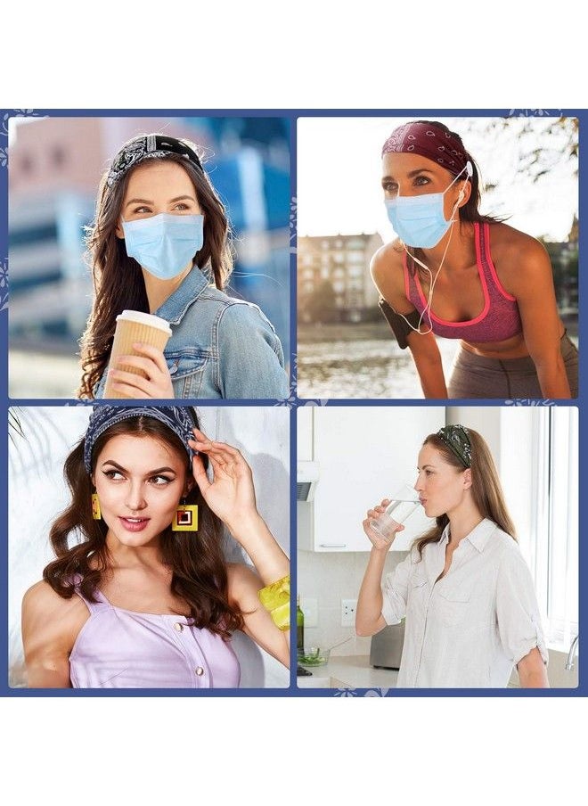 WILLBOND - 6 Pieces Nursing Headbands With Buttons For Nurses Doctor Women Boho Bandana Headbands Wide Stretch Head Wraps Elastic Hair Bands For Face Covering Holder Ear Protection (Retro Pattern) - Image 1