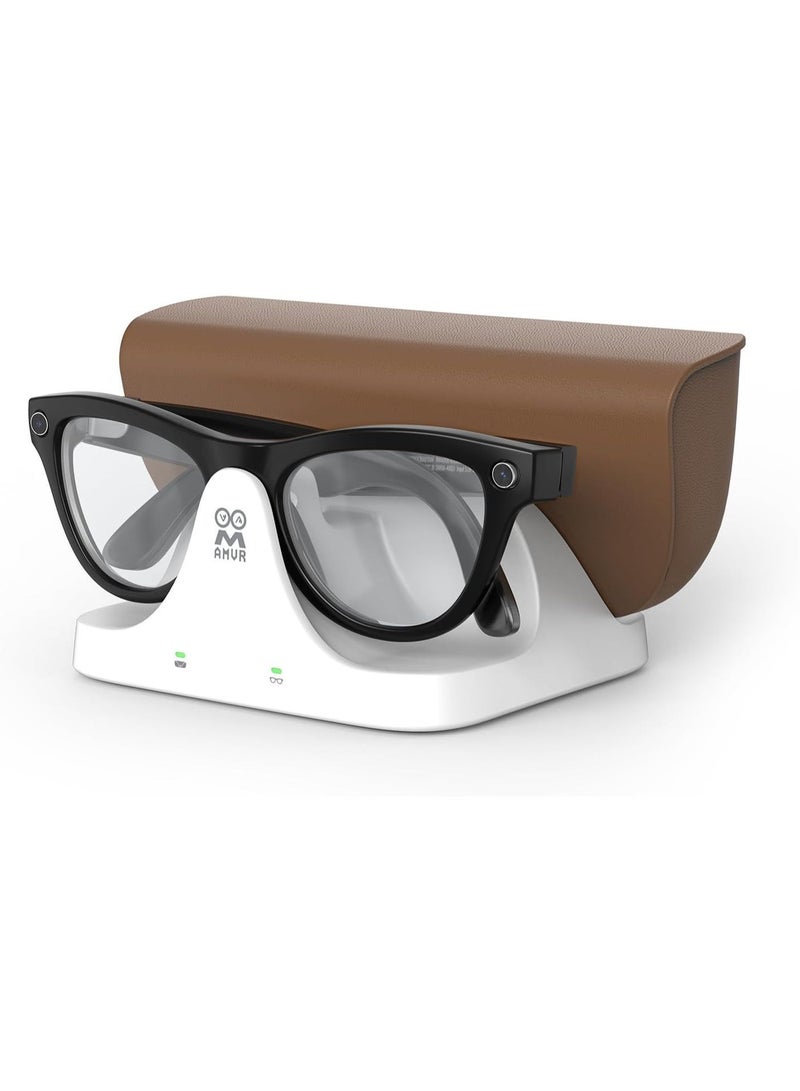 اي ام في ار ميناء شحن مغناطيسي 2 في 1 متوافق مع علبة إكسسوارات نظارات راي بان ميتا وايفارر/سايكلر/هيدلاينر الذكية، شاحن مع مؤشر LED (غير متوافق مع أوكلي) - Image 1