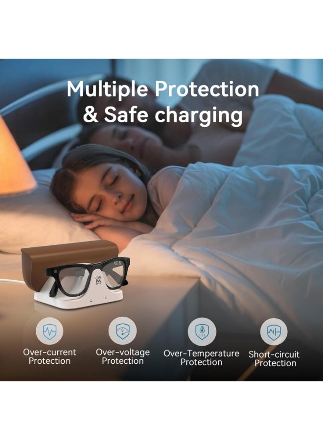 اي ام في ار ميناء شحن مغناطيسي 2 في 1 متوافق مع علبة إكسسوارات نظارات راي بان ميتا وايفارر/سايكلر/هيدلاينر الذكية، شاحن مع مؤشر LED (غير متوافق مع أوكلي) - Image 4