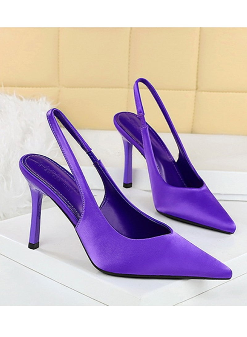 BIGTREE Women's Closed Pointed Toe High Heels With Ankle Straps Stiletto Sandal Pumps Bluish Purple 9.5CM - Image 2