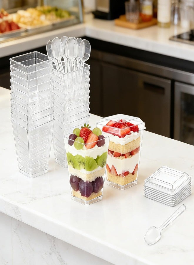 Ginkgo 100 Sets (300 Pieces) 5 oz Dessert Cups with Lids and Spoons, Clear Plastic Parfait Cups, Disposable Appetizer Cups for Pudding, Jello, Mousse, Ice Cream, Party & Catering Supplies - Image 5