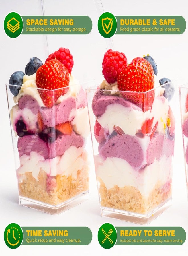 Ginkgo 100 Sets (300 Pieces) 5 oz Dessert Cups with Lids and Spoons, Clear Plastic Parfait Cups, Disposable Appetizer Cups for Pudding, Jello, Mousse, Ice Cream, Party & Catering Supplies - Image 3
