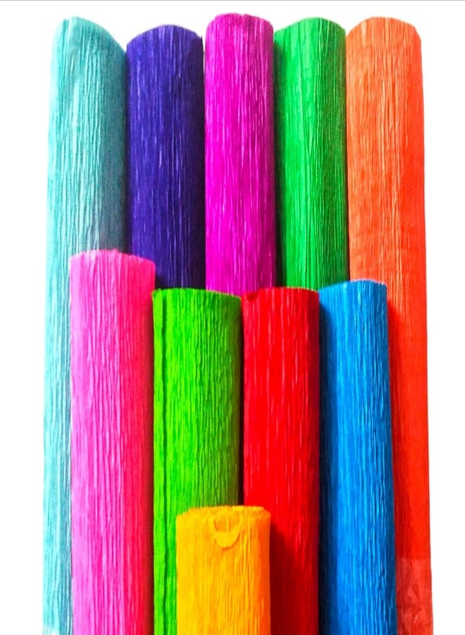CREATIVE PENCIL Wrinkled Crepe Paper Roll for DIY Flower Making and Wrapping, Perfect for Art and Craft Projects with Multicolored Options (24cm x 200cm, Pack of 5) - Image 1