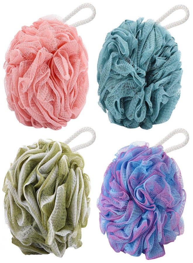 BTYMS 4Pcs Loofah Sponge 60g/pc Bath Puffs Shower Scrunchies Mesh Pouf for Shower - Image 1