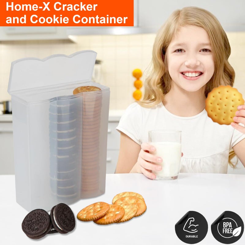 Home-X Convenient Cracker & Cookie Keeper - Airtight Storage Containers Perfect for Preserving Freshness - Saltine Cracker & Cookie Keeper - Crush-Proof Round & Square - 3 Rows - Image 2