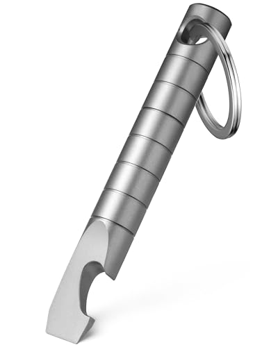 TISUR Keychain Pry Bar, Titanium Mini EDC Prybar Multitool with Bottle Opener, Pocket Small Keychain Tools for Every Day Carry(Gray-Mini) - Image 1