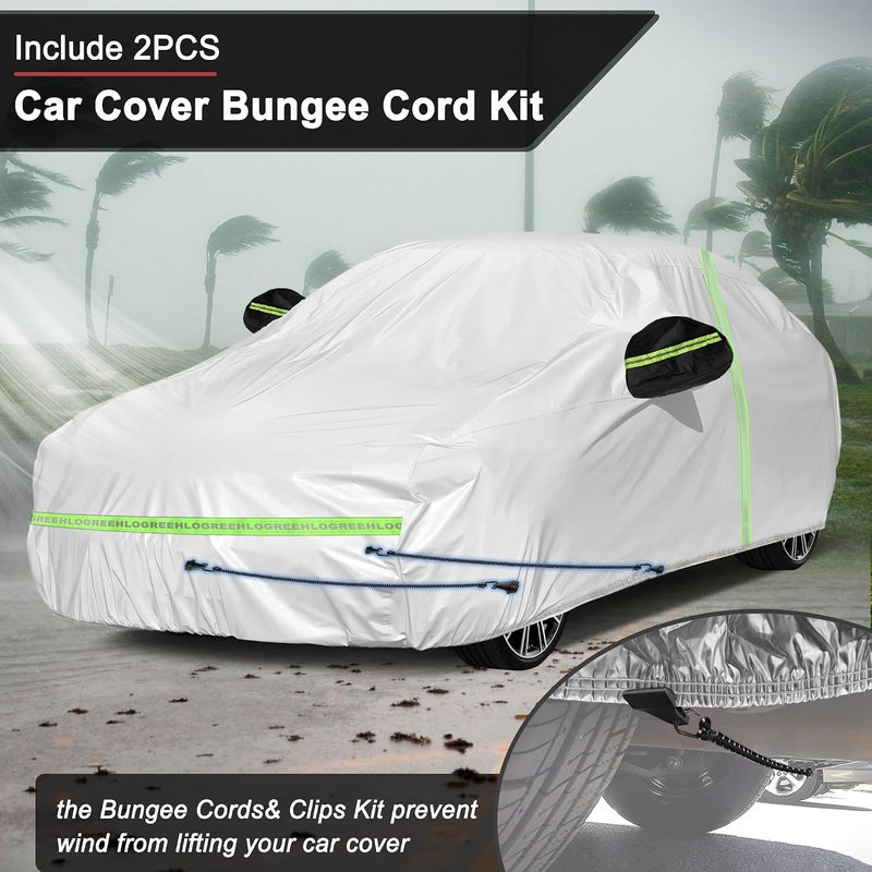 HLOGREE Car Cover Waterproof All Weather for Automobiles, Universal Fit Audi A6/A7/A8, Dodge Charger/Challenger, Lexus ES350, Volvo S90, Jaguar XJ, Cadillac Seville etc. (Fit Sedan, 192"-204") Upgraded general grade quality - Image 3