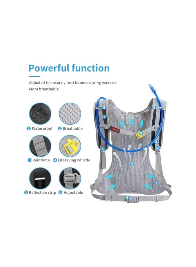 PROMASS حقيبة ماء، حقيبة ظهر للمشي مع حزمة ماء سعة 2 لتر، حقيبة خفيفة الوزن معزولة للمشي والجري وركوب الدراجات والتخييم - Image 3