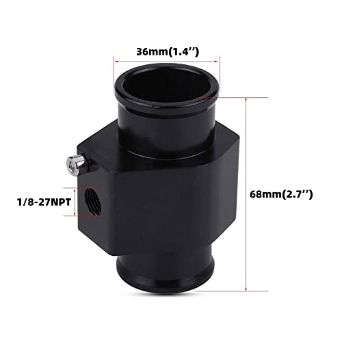 LZKZPY Universal Water Temp Joint Pipe Water Temp Temperature Joint Pipe Sensor Gauge Radiator Hose Adapter, (Black, 36mm) - Image 2