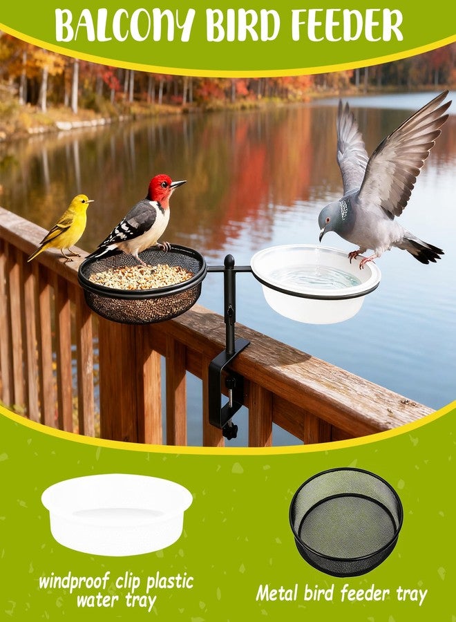 KEUYE Bird Feeder for Apartment Balcony,Balcony Bird Feeder with Food Tray and Water Bowl,Detachable and Adjustable Heavy Duty Sturdy Steel,Rounded - Image 2