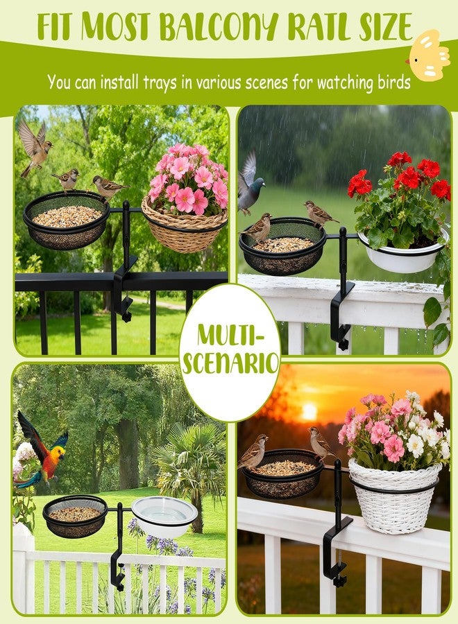 KEUYE Bird Feeder for Apartment Balcony,Balcony Bird Feeder with Food Tray and Water Bowl,Detachable and Adjustable Heavy Duty Sturdy Steel,Rounded - Image 4