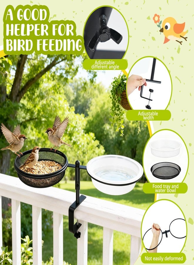 KEUYE Bird Feeder for Apartment Balcony,Balcony Bird Feeder with Food Tray and Water Bowl,Detachable and Adjustable Heavy Duty Sturdy Steel,Rounded - Image 5