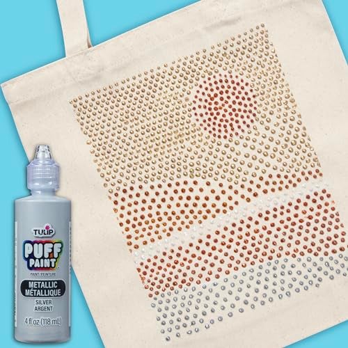 Tulip Puff Fabric Paint Metallic Finish , Permanent Craft Paint for Clothes, DIY Projects, Notoxic, 4 fl oz, Metallic Silver - Image 5