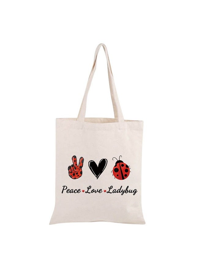 JXGZSO Good Luck Ladybug Symbol Makeup Bag With Zipper Gifts For Women Peace Love Ladybug Cosmetic Bag  - Image 1