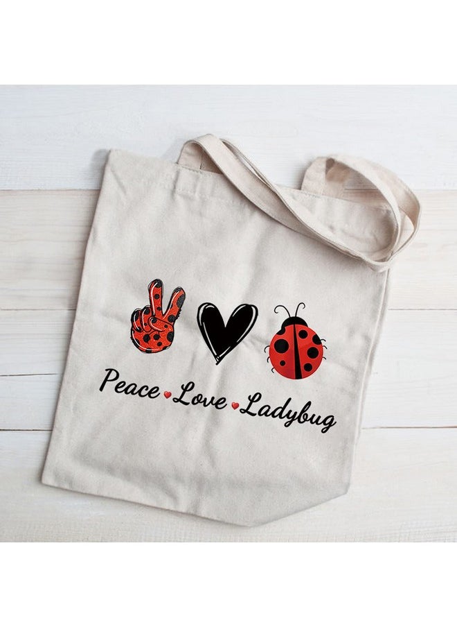 JXGZSO Good Luck Ladybug Symbol Makeup Bag With Zipper Gifts For Women Peace Love Ladybug Cosmetic Bag  - Image 3