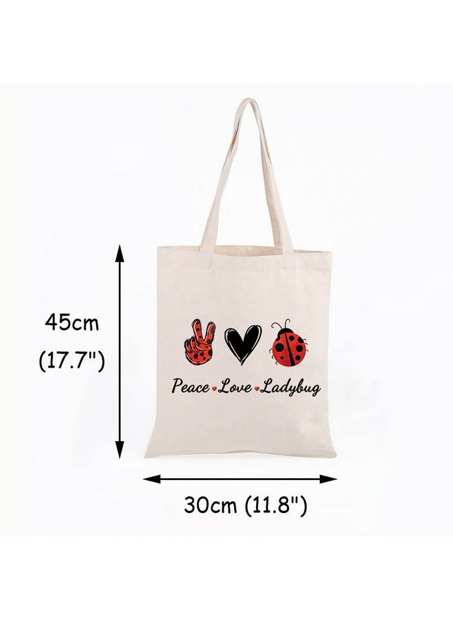 JXGZSO Good Luck Ladybug Symbol Makeup Bag With Zipper Gifts For Women Peace Love Ladybug Cosmetic Bag  - Image 2