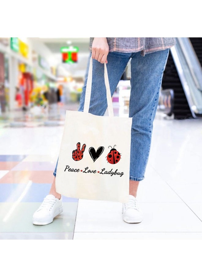 JXGZSO Good Luck Ladybug Symbol Makeup Bag With Zipper Gifts For Women Peace Love Ladybug Cosmetic Bag  - Image 4
