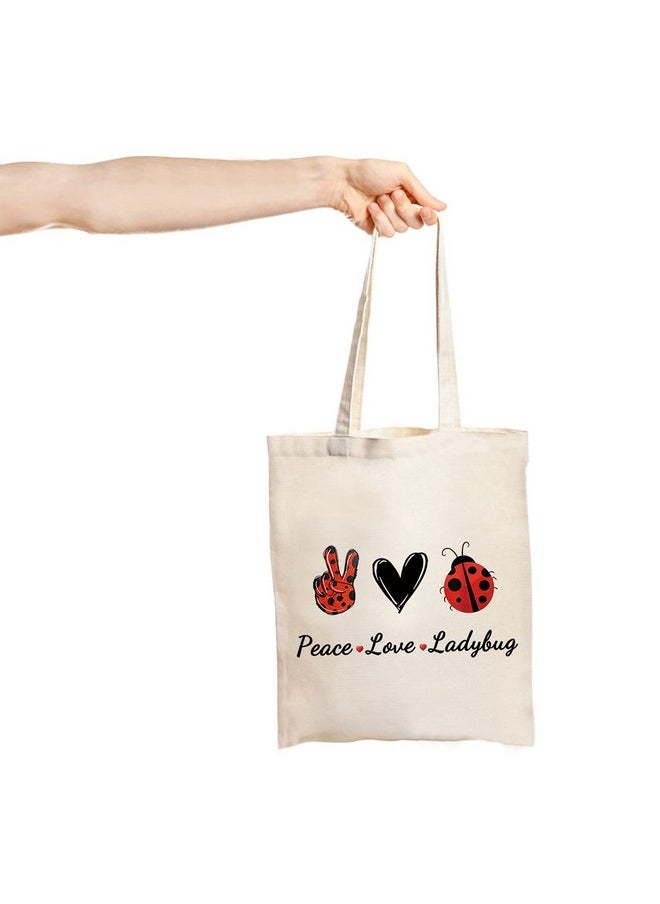 JXGZSO Good Luck Ladybug Symbol Makeup Bag With Zipper Gifts For Women Peace Love Ladybug Cosmetic Bag  - Image 5
