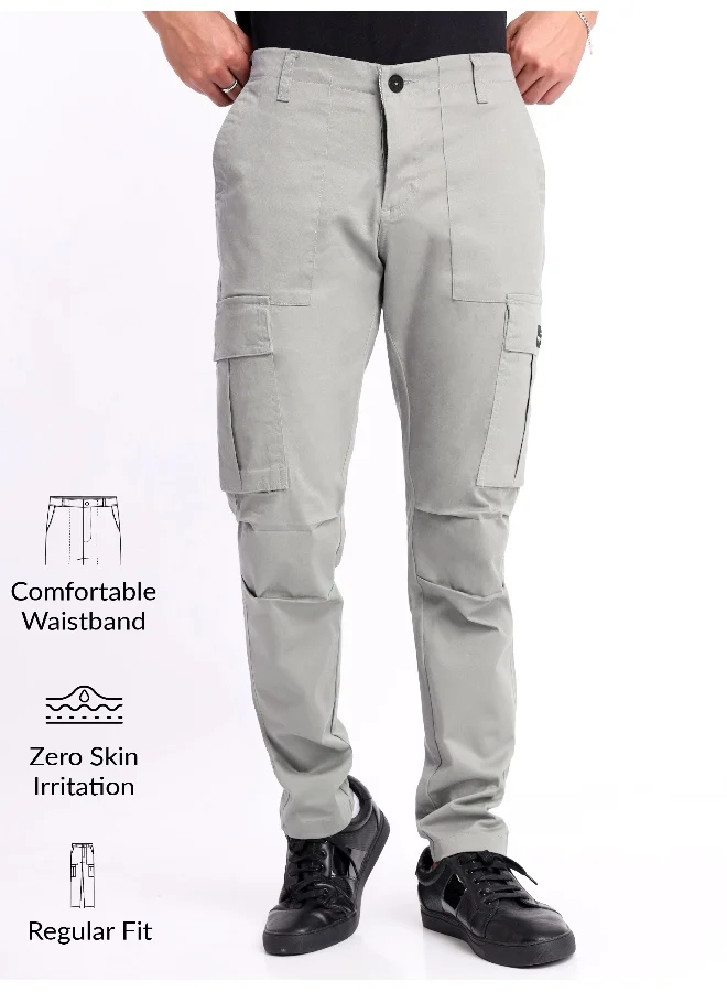 Beyoung Light Grey Signature Cargo Pants