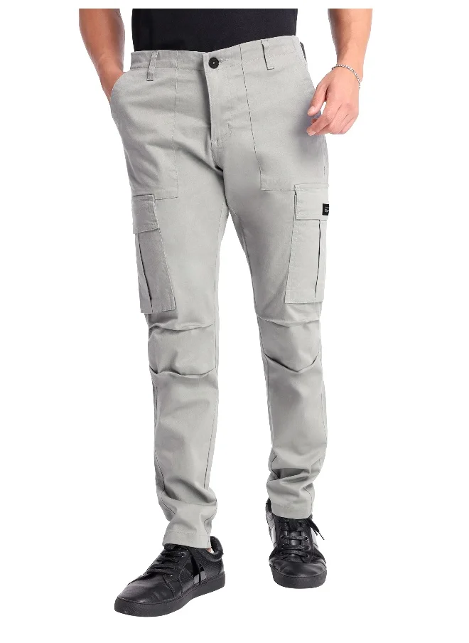 Beyoung Light Grey Signature Cargo Pants