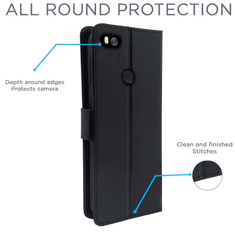 Pikkme Mi Redmi 4 Flip Cover Magnetic Leather Wallet Case Shockproof TPU for Mi Redmi 4 (Black) - Image 5