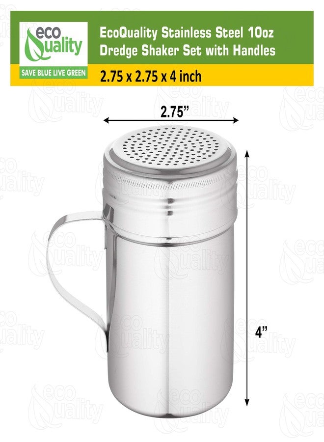 EcoQuality [1 PACK] Stainless Steel Versatile Dredge Shaker Set with Handles 10 Ounce - Salt, Pepper, Sugar, Condiments, Oregano, Spices Shaker for Restaurants, Baking, Cooking (10oz) - Image 3