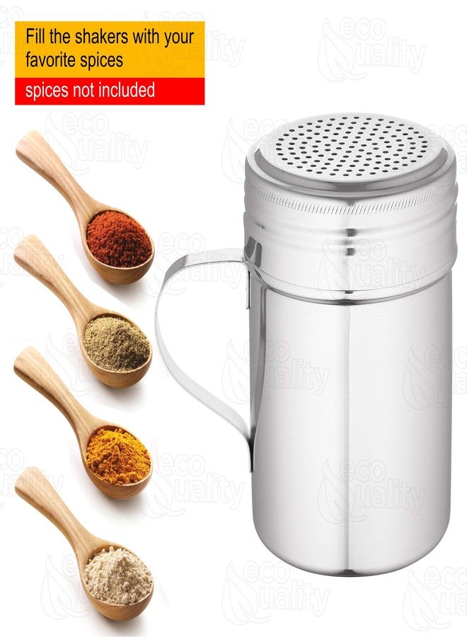 EcoQuality [1 PACK] Stainless Steel Versatile Dredge Shaker Set with Handles 10 Ounce - Salt, Pepper, Sugar, Condiments, Oregano, Spices Shaker for Restaurants, Baking, Cooking (10oz) - Image 4